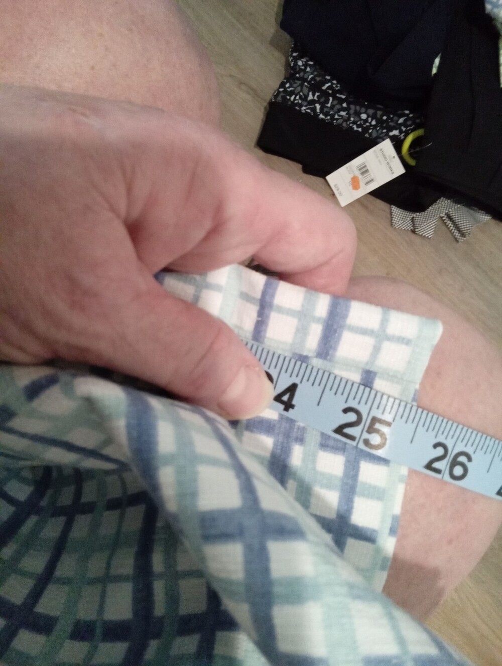 Lisette L Montreal Pastel Blue&White Grid 26" Crop Tummy Control Technology 8&10 - Picture 8 of 13